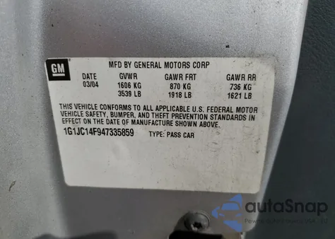 2004 Chevrolet Cavalier from USA, damaged, VIN 1G1JC14F947335859